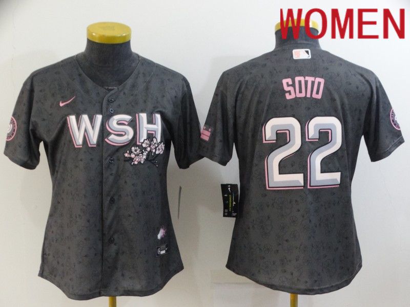 Women Washington Nationals #22 Soto Grey City Edition Game Nike 2022 MLB Jersey